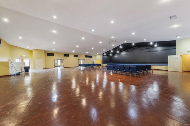 11499 W Nobles Chapel Rd, Elberfeld, IN 47613 - miscellaneous room featuring lofted ceiling, baseboards, and visible vents