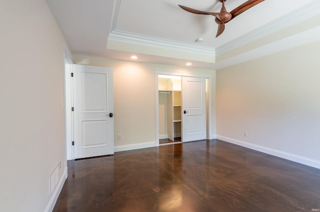 9225 S Foggy Ridge Ln, Bloomington, IN 47401 - unfurnished bedroom with ornamental molding, recessed lighting, and a raised ceiling
