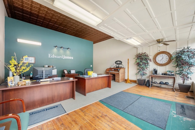reception with visible vents and a ceiling fan