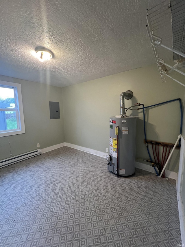 712 E Water St, Portland, IN 47371 - interior space with electric panel, water heater, carpet floors, baseboard heating, and baseboards