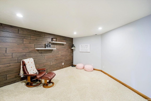 4052 Diamond Row, Greenwood, IN 46143 - sitting room featuring carpet flooring, wooden walls, baseboards, and recessed lighting