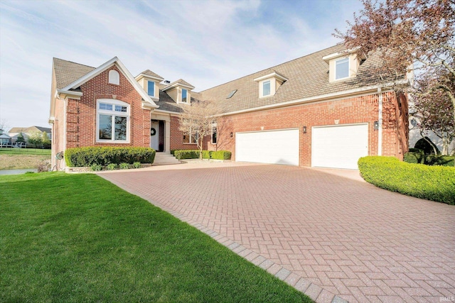 4052 Diamond Row, Greenwood, IN 46143 - traditional home featuring a front lawn, decorative driveway, and brick siding