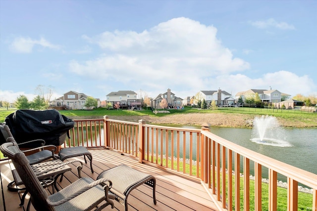 4052 Diamond Row, Greenwood, IN 46143 - wooden terrace with a water view, a yard, and a residential view