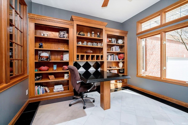 4052 Diamond Row, Greenwood, IN 46143 - home office featuring baseboards and a ceiling fan