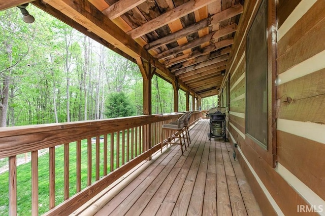6705 S Shields Ridge Rd, Bloomington, IN 47401 - deck featuring a yard and a grill