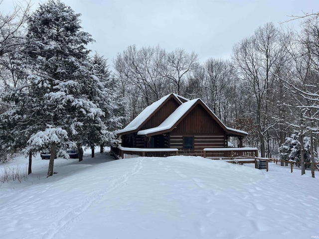 6705 S Shields Ridge Rd, Bloomington, IN 47401 - view of snowy exterior featuring log exterior
