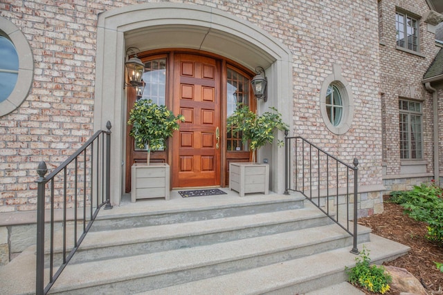 13 Rolling Ridge Ct, Jasper, IN 47546 - doorway to property with brick siding