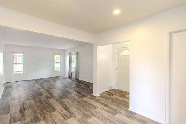 306 S Main St, Topeka, IN 46571 - unfurnished room featuring wood finished floors, ornamental molding, visible vents, recessed lighting, and baseboards