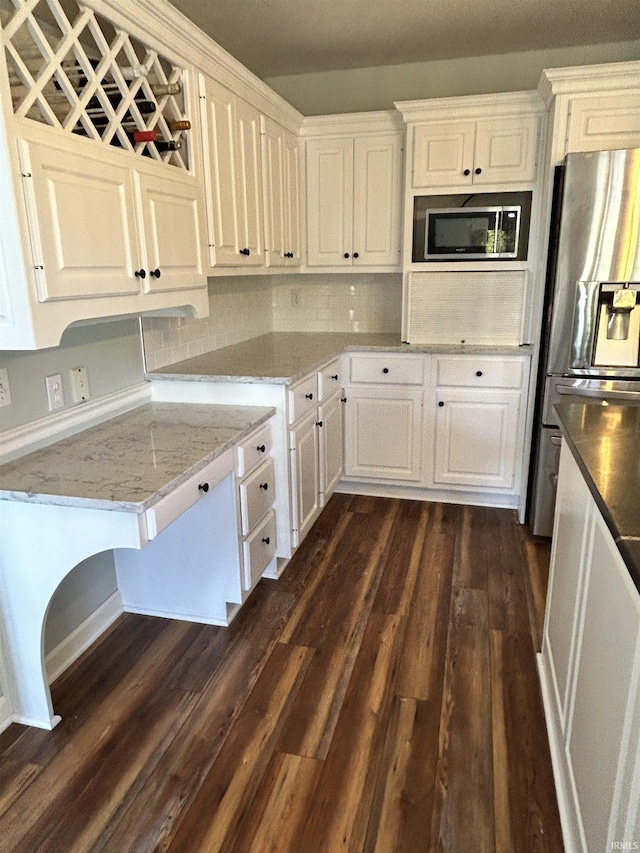 2034 County Road 68, Auburn, IN 46706 - kitchen featuring stainless steel appliances, dark wood finished floors, white cabinetry, and light stone countertops
