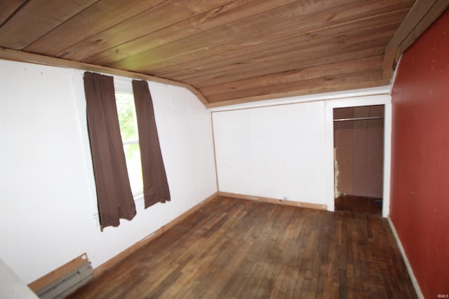 29623 County Road 6th Rd, Elkhart, IN 46514 - bonus room featuring wooden ceiling, hardwood / wood-style floors, lofted ceiling, and a baseboard radiator