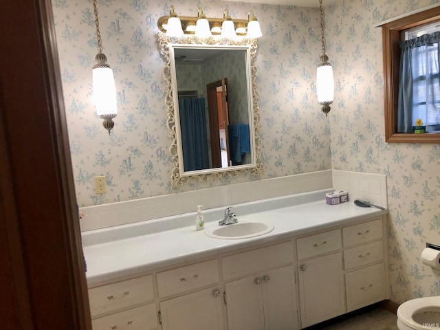 bathroom with toilet and vanity