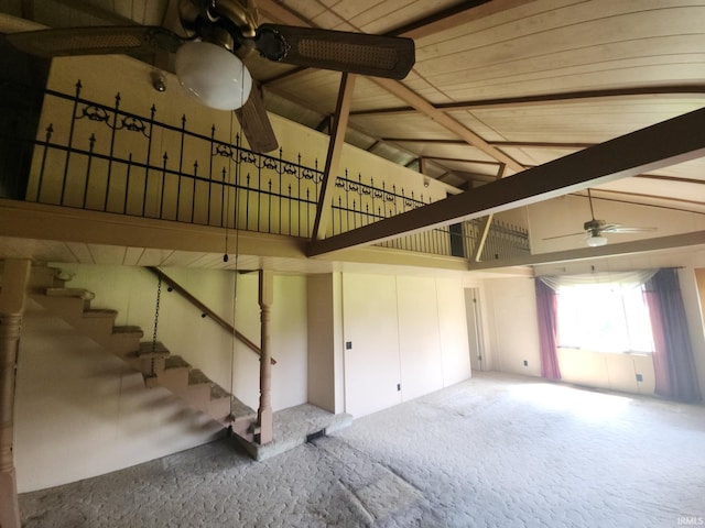 interior space with a ceiling fan