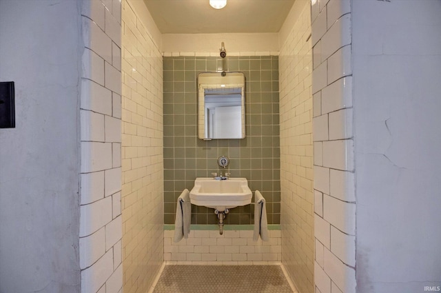 104 W Main St, Worthington, IN 47471 - bathroom with tile walls and a sink