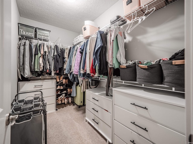 walk in closet featuring carpet
