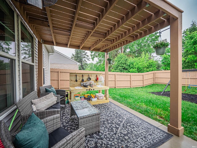 view of patio featuring a fenced backyard