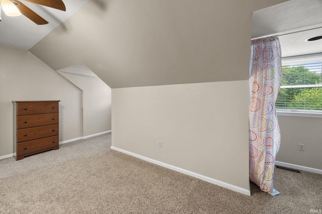5259 E Willow Ct, Monticello, IN 47960 - additional living space with lofted ceiling, baseboards, ceiling fan, and carpet floors