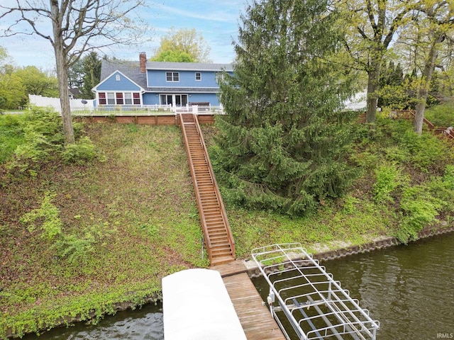 5259 E Willow Ct, Monticello, IN 47960 - dock area with a deck with water view and stairs