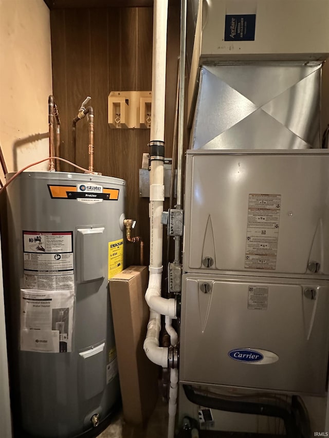 utilities featuring heating unit and water heater