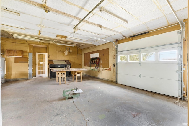 garage featuring water heater