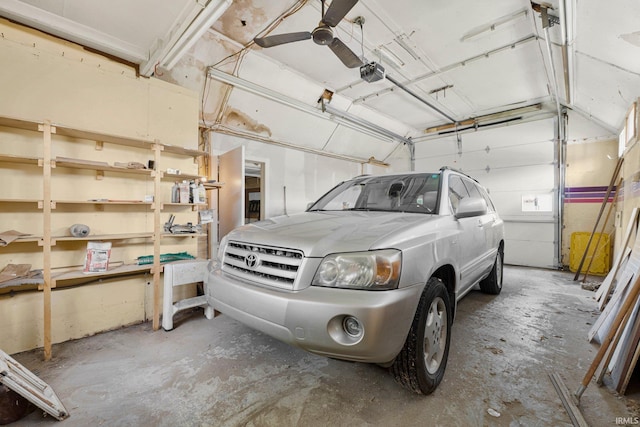 garage with a garage door opener