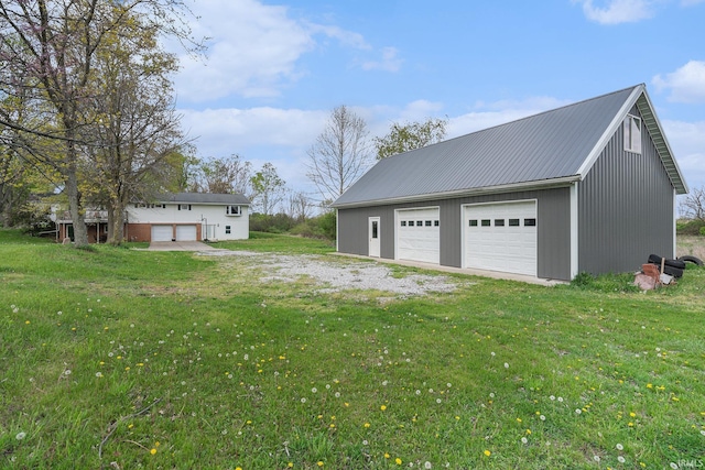 view of detached garage