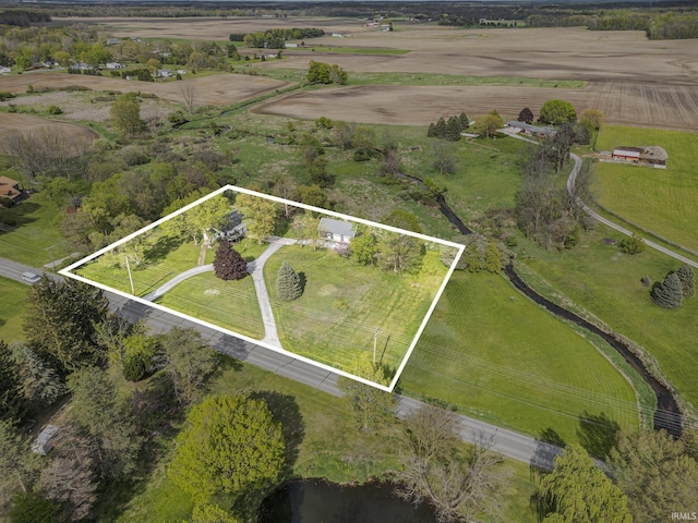 drone / aerial view featuring a rural view