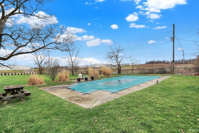 3806 S State Road 3, New Castle, IN 47362 - view of swimming pool with a covered pool, a patio, and a lawn