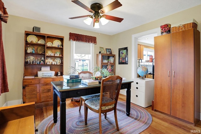 3806 S State Road 3, New Castle, IN 47362 - office area with light wood-style floors and a ceiling fan