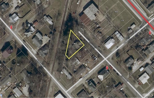 408 N 8th St, Petersburg, IN 47567 - aerial overview of property's location with property parcel outlined