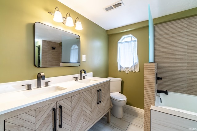 11910 E 690 S, Hudson, IN 46747 - full bath with toilet, visible vents, a sink, and double vanity