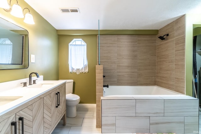 11910 E 690 S, Hudson, IN 46747 - bathroom with double vanity, toilet, a sink, visible vents, and walk in shower