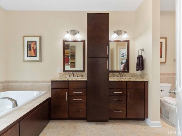 1817 Prestwick Ln, Fort Wayne, IN 46814 - full bath with toilet, vanity, tile patterned flooring, a walk in closet, and a bath