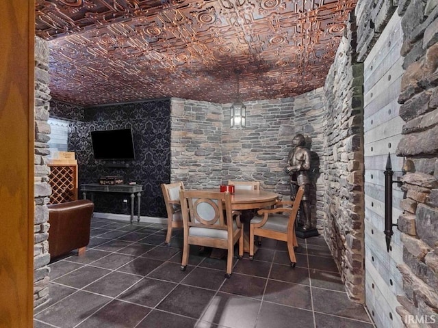 1817 Prestwick Ln, Fort Wayne, IN 46814 - dining space with dark tile patterned flooring and an ornate ceiling