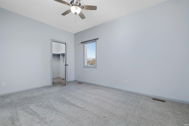 10155 Douglass Rd, Fort Wayne, IN 46835 - unfurnished bedroom with a ceiling fan, a closet, visible vents, baseboards, and light carpet