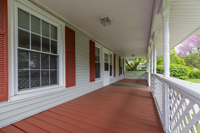 deck featuring covered porch