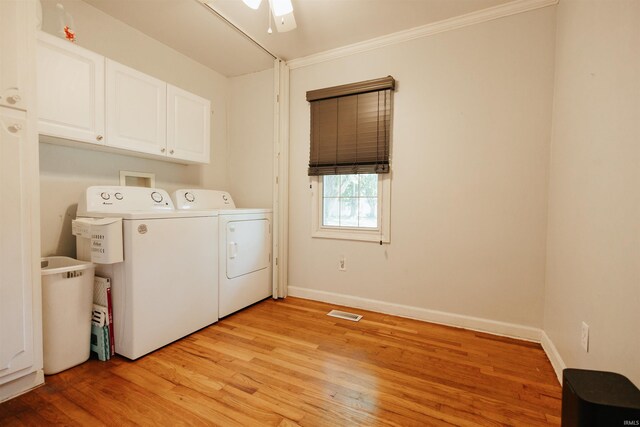 1732 Marbo Ave, Evansville, IN 47714 - washroom with cabinet space, independent washer and dryer, light wood finished floors, baseboards, and ornamental molding