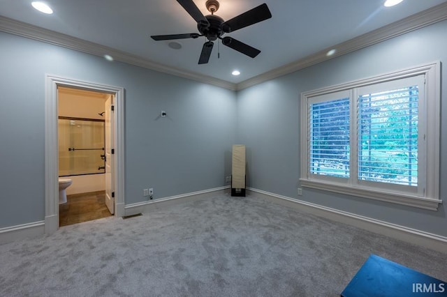 5318 Claiborn Ct, Newburgh, IN 47630 - carpeted empty room with baseboards, ornamental molding, and recessed lighting