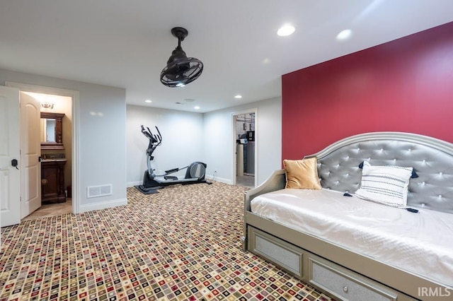 5318 Claiborn Ct, Newburgh, IN 47630 - bedroom featuring carpet flooring, visible vents, baseboards, and recessed lighting