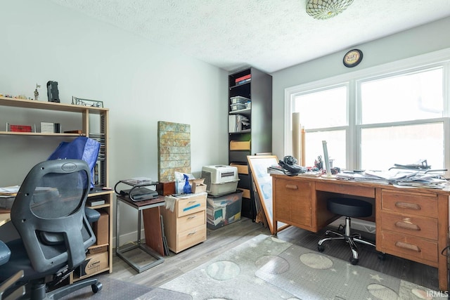 4346 N Centennial Dr, Bloomington, IN 47404 - home office with light wood-style floors and a textured ceiling