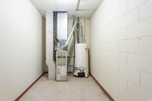 utility room with gas water heater