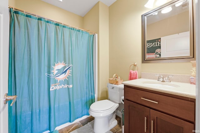 6840 S 300 E, Hamilton, IN 46742 - full bathroom with toilet, vanity, tile patterned flooring, and shower / bath combo