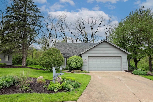 7001 Sweet Gum Ct, Fort Wayne, IN 46804 - single story home with driveway, a front lawn, an attached garage, and a shingled roof