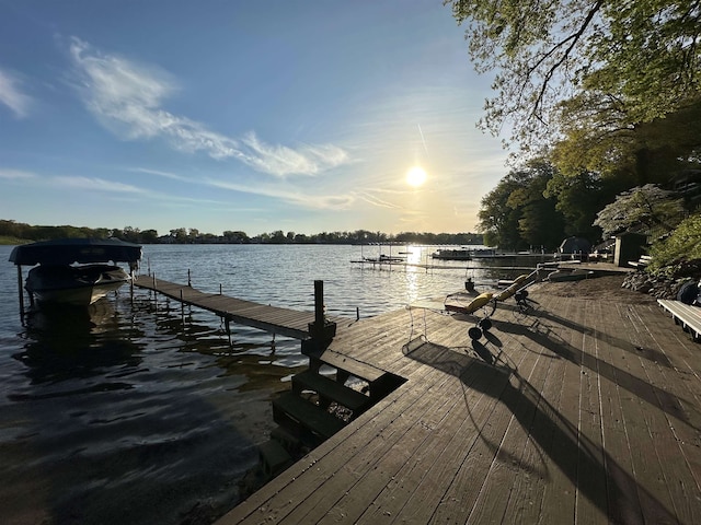 dock area with a water view