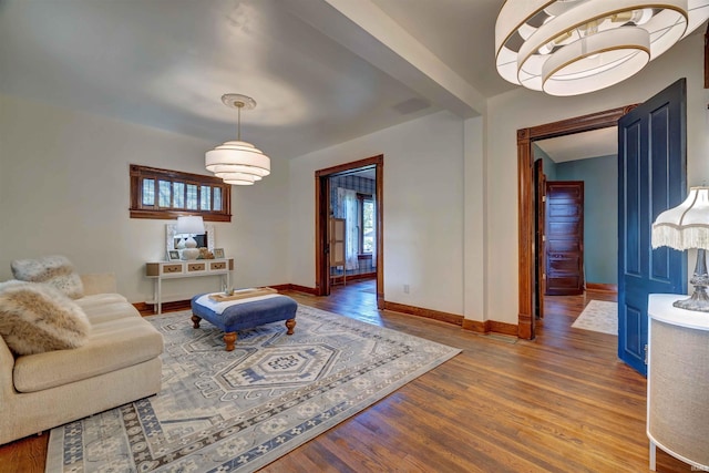 489 S Lincoln St, Orleans, IN 47452 - living area featuring wood finished floors and baseboards