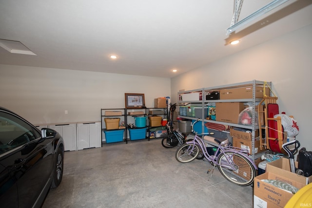 garage featuring recessed lighting