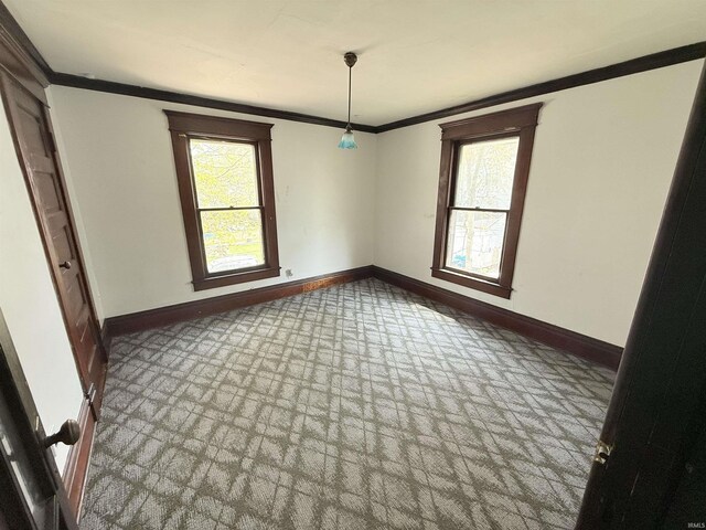 118 13th St, Logansport, IN 46947 - spare room with carpet, healthy amount of natural light, baseboards, and crown molding