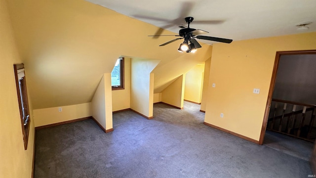 9081 N 725 E, Otterbein, IN 47970 - additional living space featuring ceiling fan, baseboards, carpet, and lofted ceiling