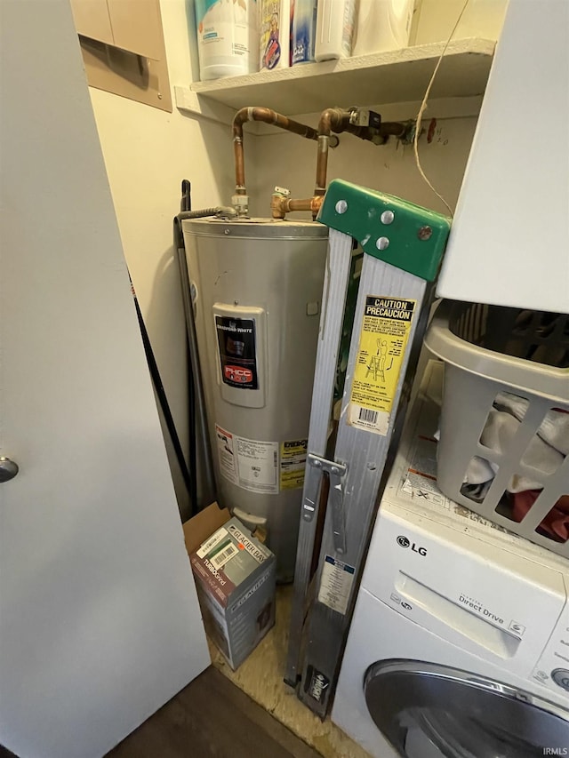 utility room featuring electric water heater
