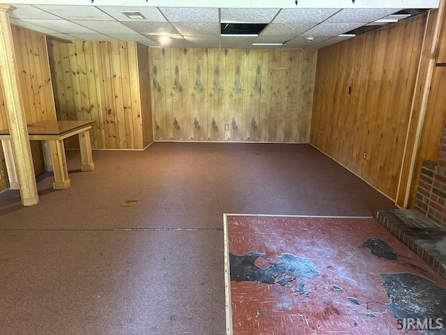 108 S Main St, Patoka, IN 47666 - finished below grade area with wood walls and a drop ceiling
