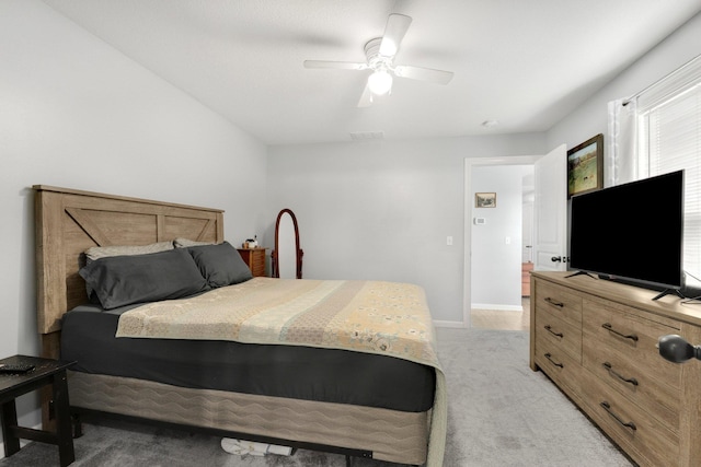 13726 Hamilton Meadows Ln, Fort Wayne, IN 46814 - bedroom featuring light colored carpet, ceiling fan, and baseboards